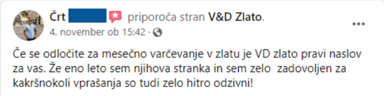 Mnenje V&D ZLATO Črt