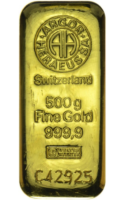 Naložbeno zlato: 500g zlata palica Argor Heraeus