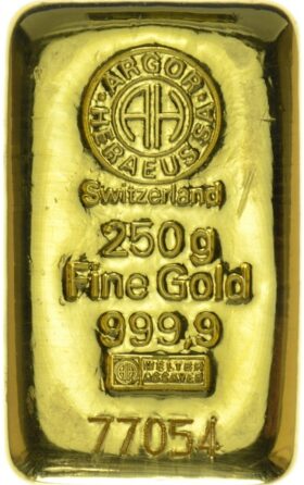 Naložbeno zlato: 250g zlata palica Argor Heraeus