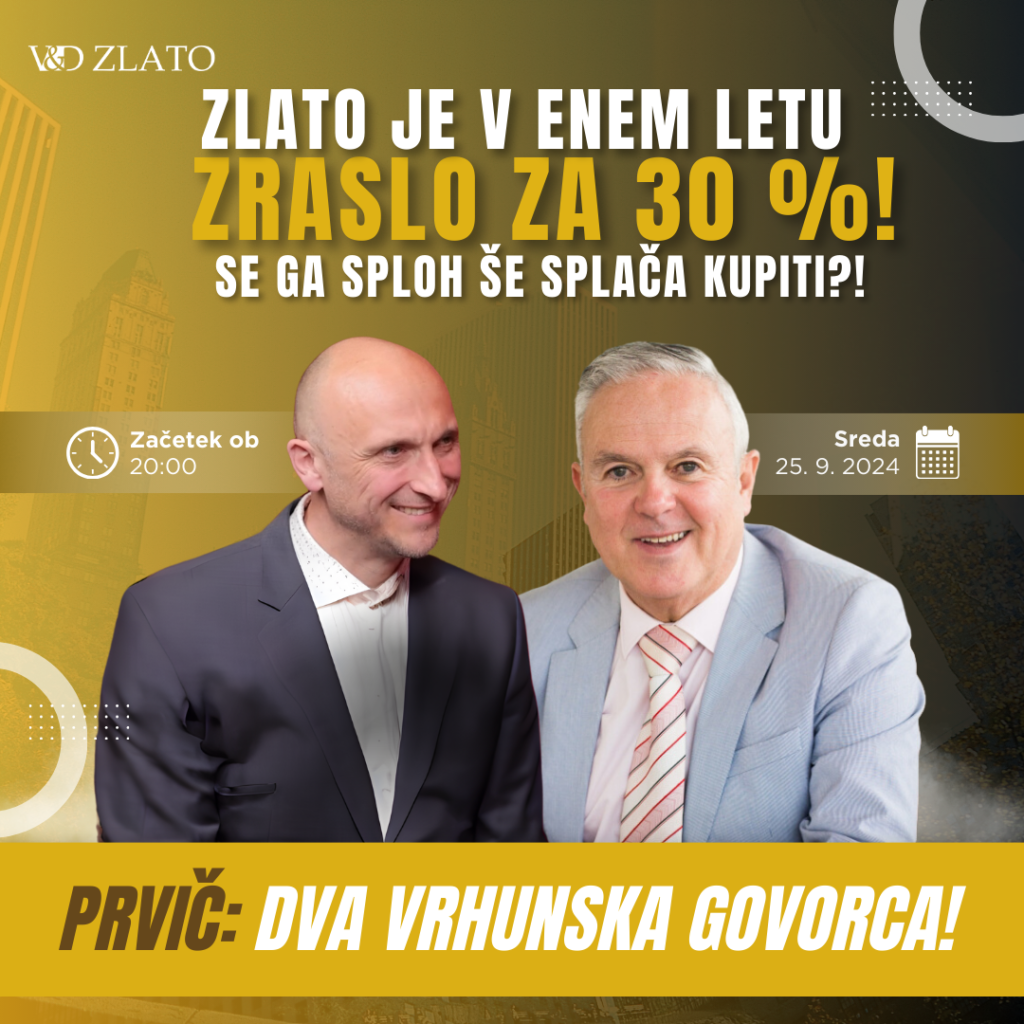 Brezplačni webinar - Zlato je v enem letu zraslo za 30 %! Se ga še splača kupiti?!