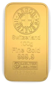 Naložbeno zlato – 100 g zlata palica Argor-Heraeus s statusom Good Delivery