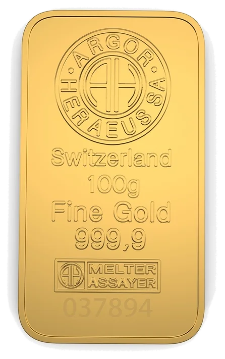 Naložbeno zlato – 100 g zlata palica Argor-Heraeus s statusom Good Delivery