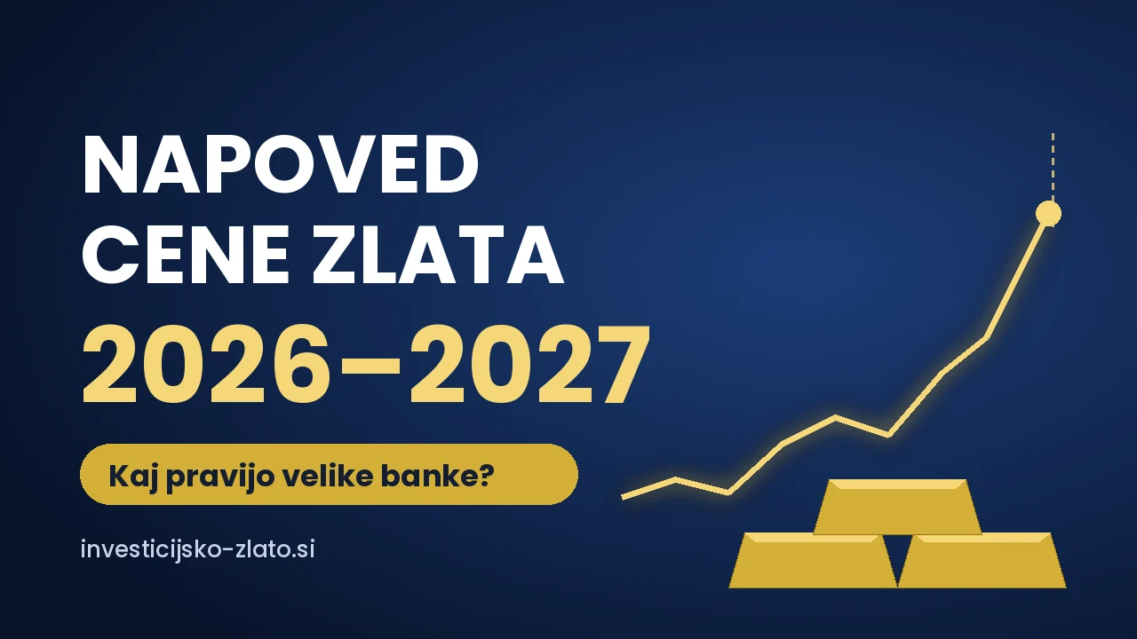 Napoved cene zlata 2026 in 2027 – kaj pravijo velike banke